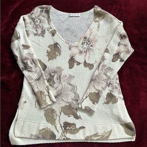 Abercrombie & Fitch Knit Floral Sweater V Neck Soft Wool Blend Y2K Women’s M//L